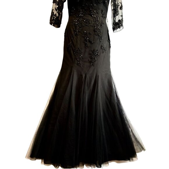 JJ's House Black Lace Tulle Mermaid Evening Gown Formal Dress Size 6–8 NWT - Picture 5 of 14